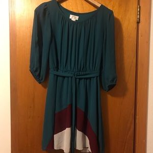 Cute teal, burgundy, and cream dress size large